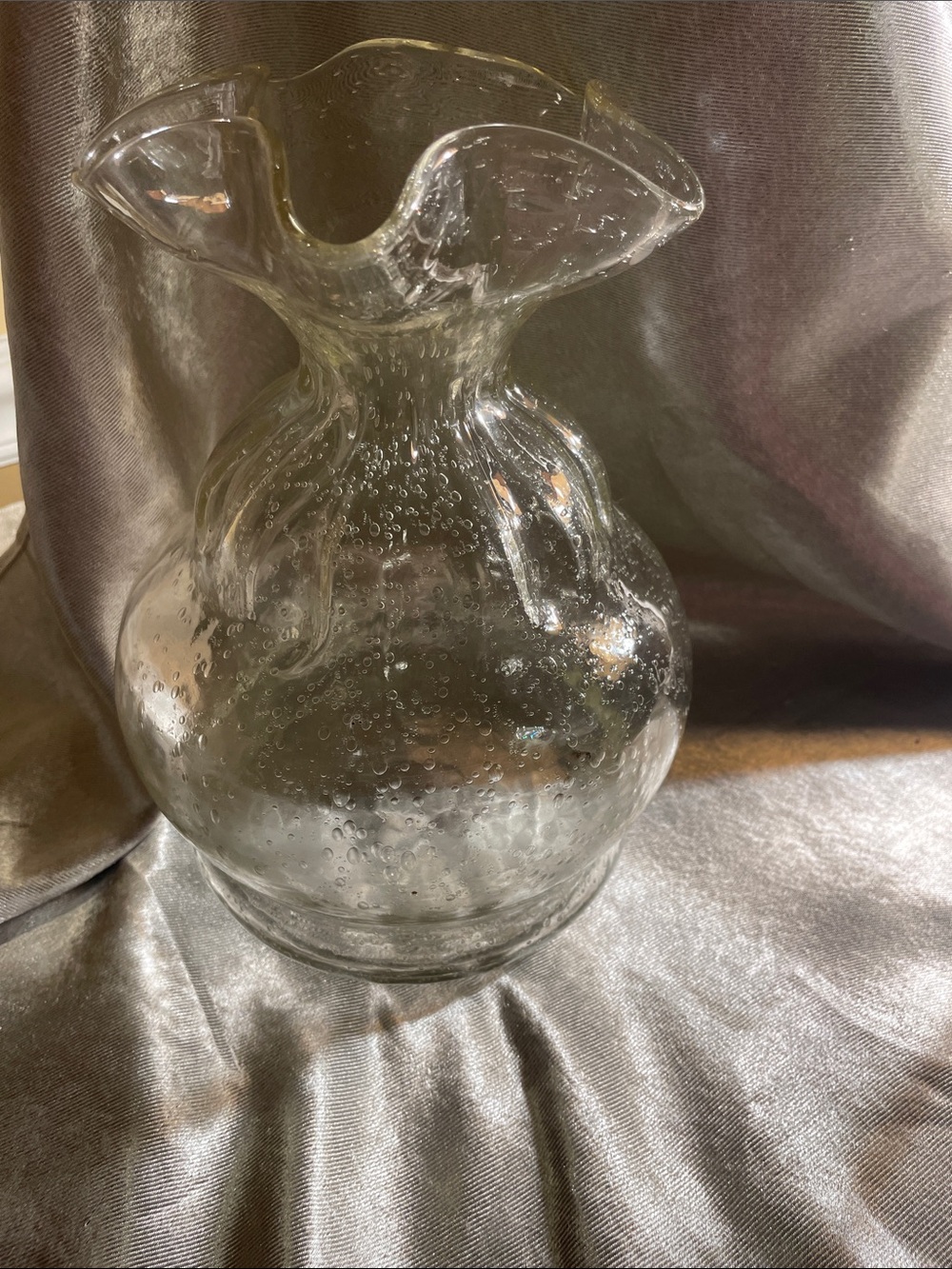 Vintage Clear Bubble Purse Vase - Ruffled Handbag art decor -Home Accents